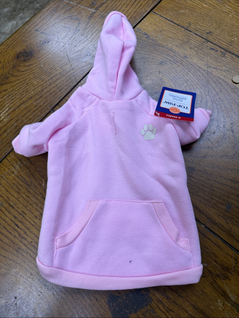 Top Paw Pink Hooded Pet Sweatshirt with Paw Patch